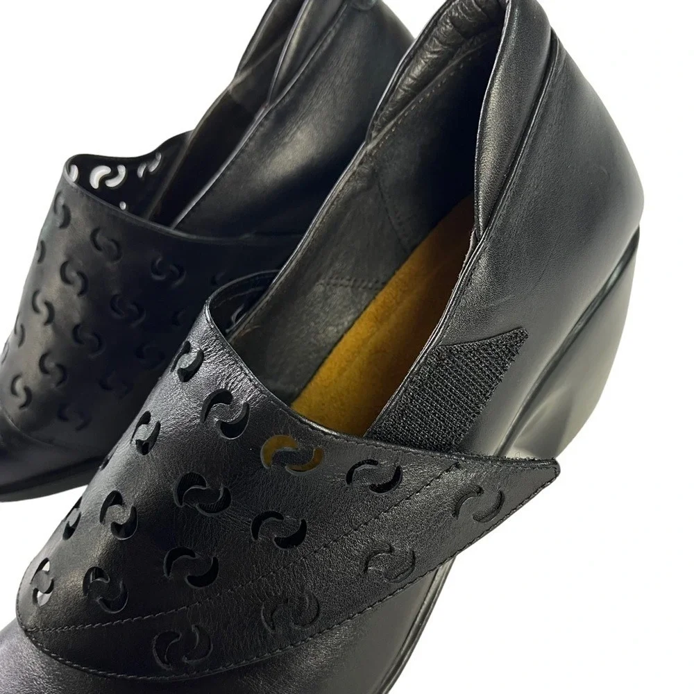Naot Precious Black Leather Retro Boho Comfort‎ Heels Mary Jane Womens 10-10.5